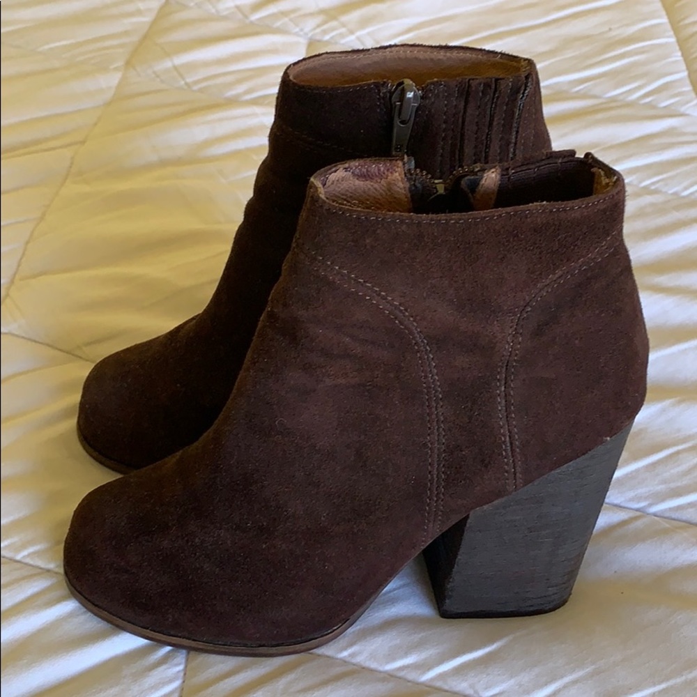 Jeffrey Campbell Block Booties - Suede Brown